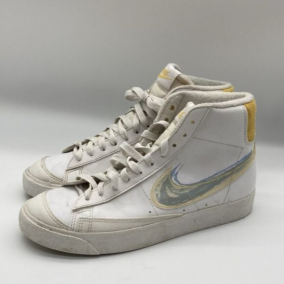 Youth Size 7Y Nike Blazer Mid ‘77 GS ‘Brushstrock White Leather Skate Sneakers - Picture 4 of 9